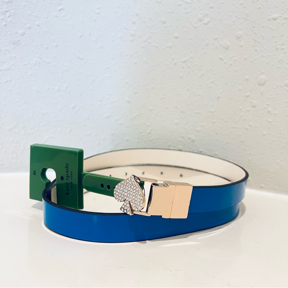 Kate Spade Women’s Twist Reversible Blue White Dress Belt Size M NWT